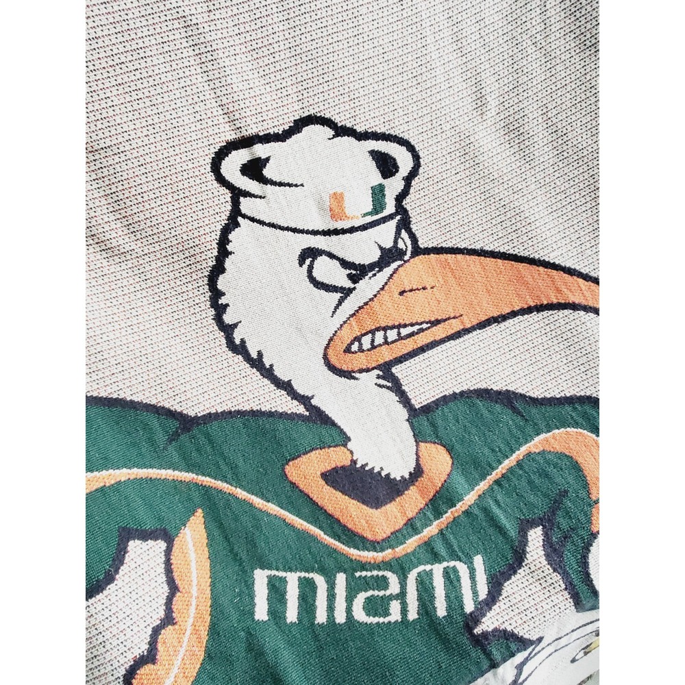 Miami Hurricanes Woven Tapestry Throw Blanket Green‎ Orange Sebastian The Ibis